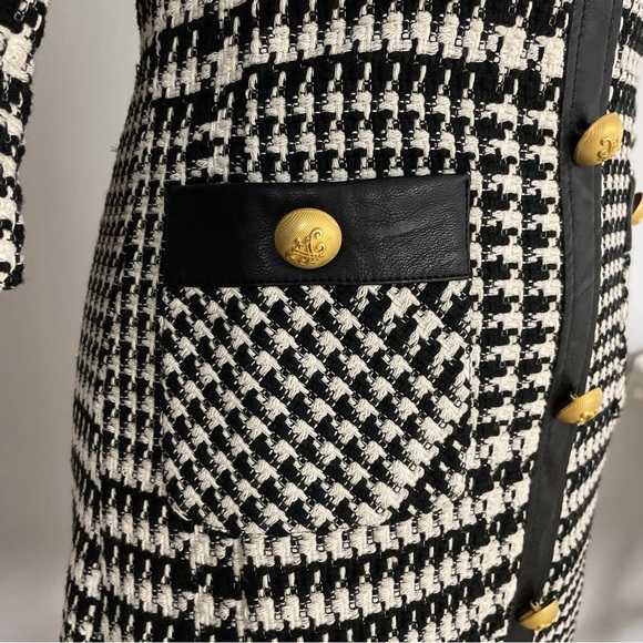 Imperial Midi Shift Dress Houndstooth Size XS Tweed Black White Lined Retro - Picture 6 of 12